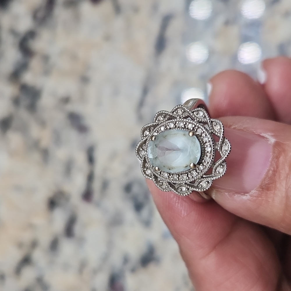 14k white gold with diamonds and birthstone